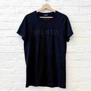 Balmain || Black Logo T-Shirt Tee Short‎ Sleeve Pima Cotton Large